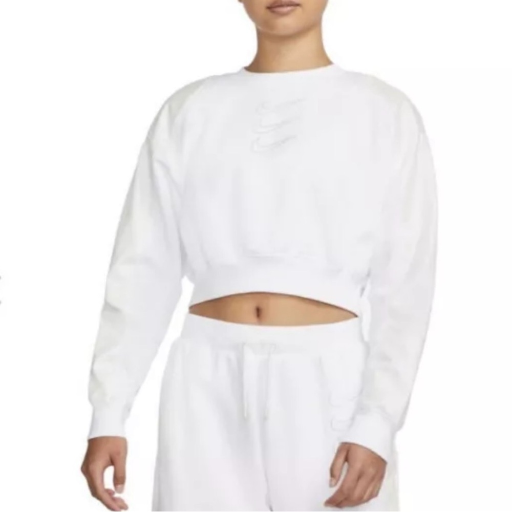 New Nike Women's Sportswear Opal White Fleece Graphic Crew Sweatshirt Size M - Picture 8 of 8